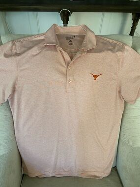 johnnie-O Light Pink Striped Polo with Orange Embroidered Longhorn